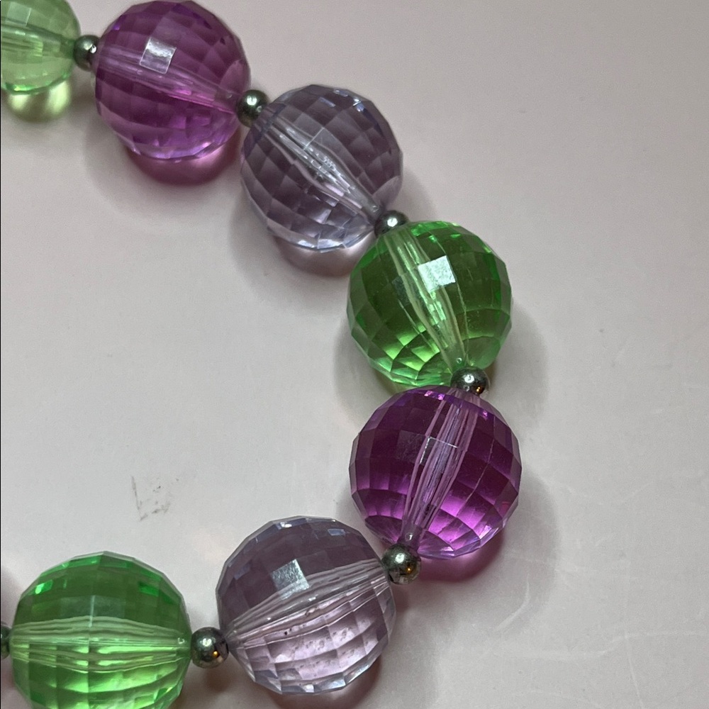 Coro Signed Mermaid-Core Vintage Mega Briolette Bead Pink Blue Green Necklace - Picture 6 of 7